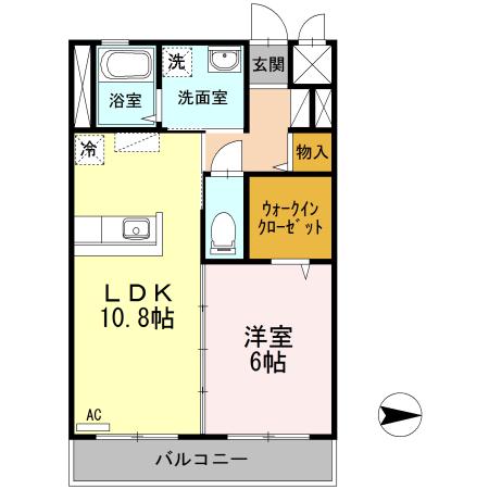 ラ・ティーダ(1LDK/1階)の間取り写真