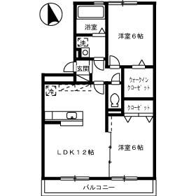 リビングタウン薊野(2LDK/2階)の間取り写真