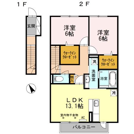 クレストⅢ(2LDK/2階)の間取り写真