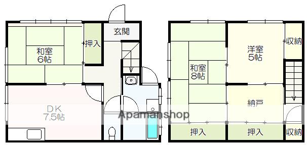 とさでん交通後免線 後免西町駅 徒歩3分 2階建 築24年(3DK)の間取り写真