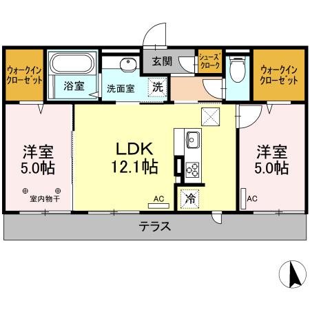 クロ・ド・エヌ(2LDK/1階)の間取り写真