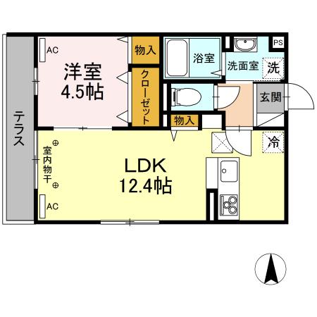 リラクコート(1LDK/1階)の間取り写真