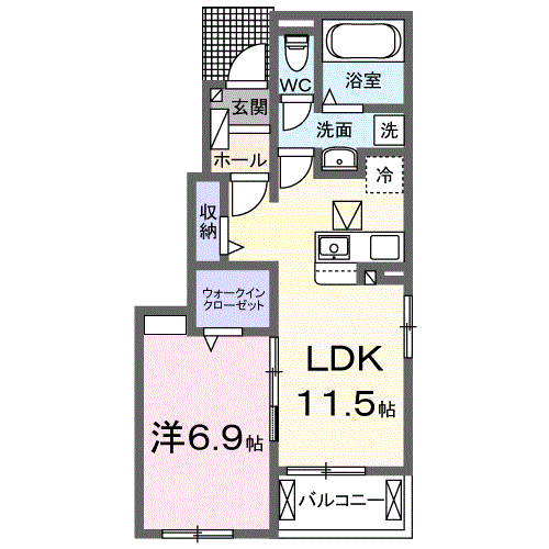 グランベリー(1LDK/1階)の間取り写真