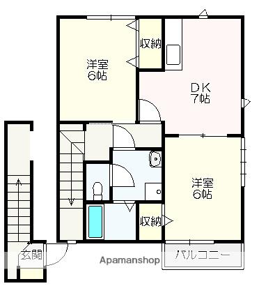 コーポ慈(2DK/2階)の間取り写真