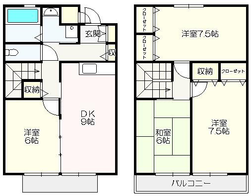 セゾン・メルヴェーユ秋棟 C(4DK/1階)の間取り写真