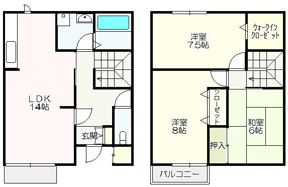 セゾン・メルヴェーユ秋棟 A(3LDK/1階)の間取り写真