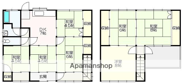 土佐くろしおなはり 安芸駅 徒歩9分 2階建 築61年(7DK)の間取り写真