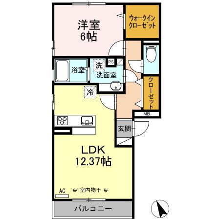 ミルフィーユ A棟(1LDK/2階)の間取り写真