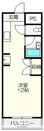 コーポ朝日Ⅵ(ワンルーム/3階)の間取り写真