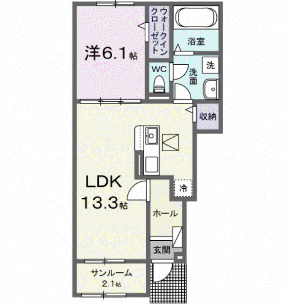 パストラーレ Ⅳ(1LDK/1階)の間取り写真