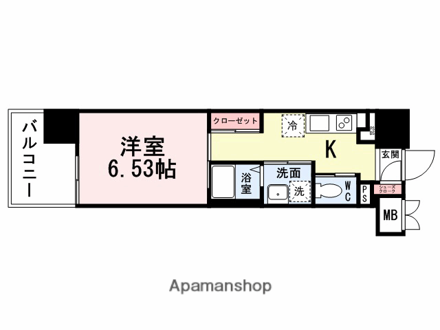 ウイングス城野駅前(1K/3階)の間取り写真