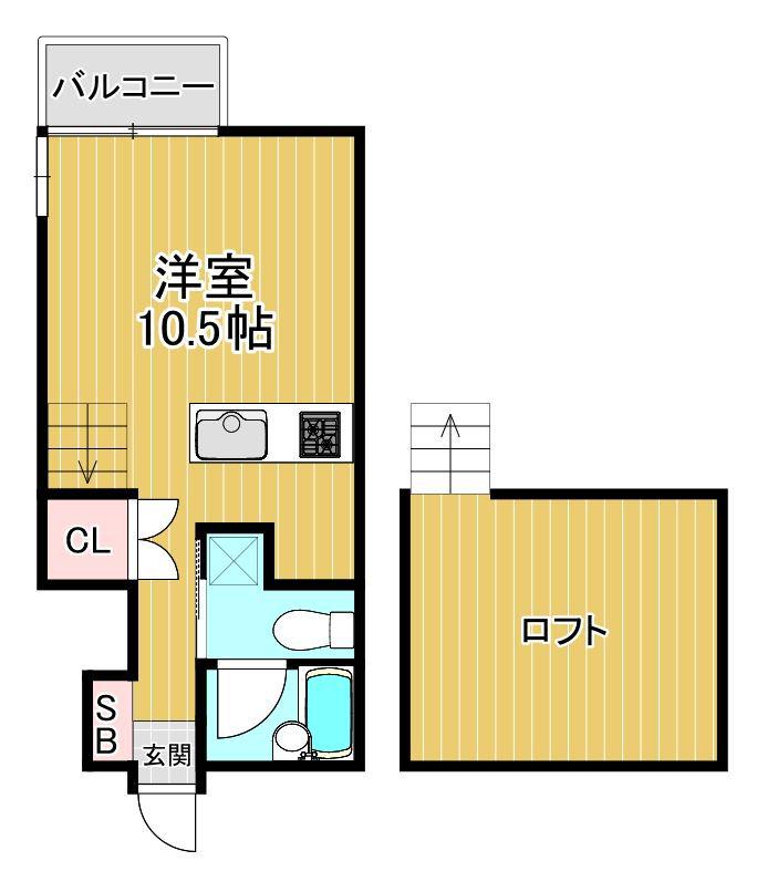 西片江アパートメントB棟(ワンルーム/2階)の間取り写真