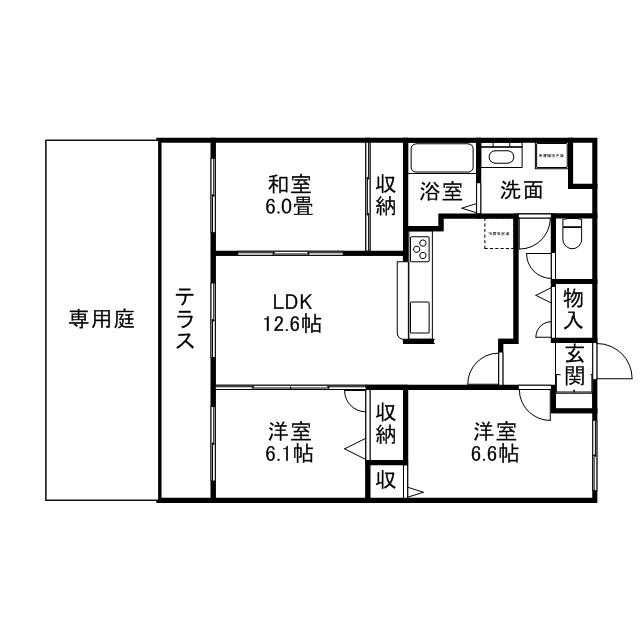 ピア白水ヶ丘(3LDK/3階)の間取り写真