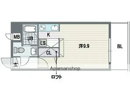 アクション別府1(ワンルーム/3階)の間取り写真