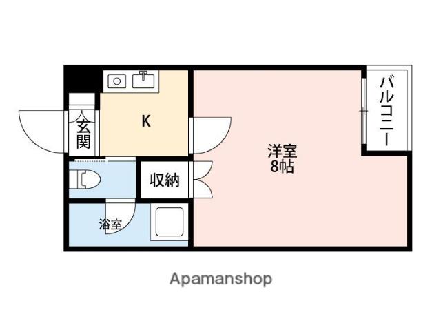 シエル城南(1K/2階)の間取り写真