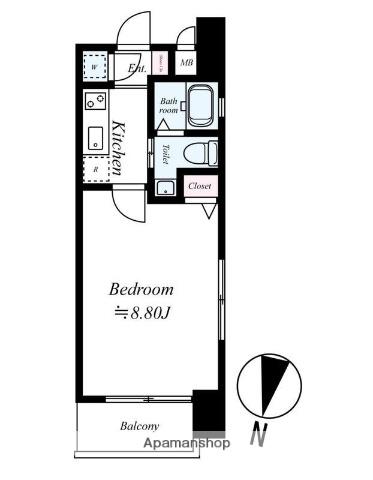 サヴォイ ザ・リバーテラス(1K/12階)の間取り写真