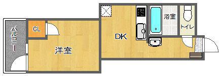 セレブマンションⅢ(1DK/3階)の間取り写真