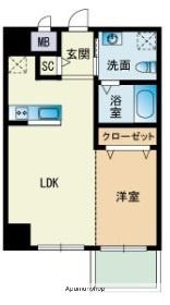 グランド・ヴィラス赤坂(1LDK/3階)の間取り写真