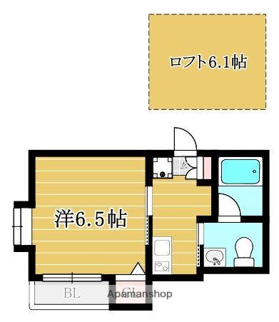ステラコート笹原Ⅰ(1K/2階)の間取り写真