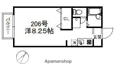 アーバン高宮(ワンルーム/2階)の間取り写真