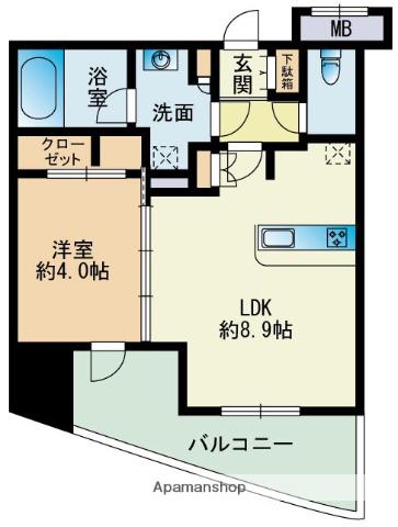 パークアクシス博多(1LDK/8階)の間取り写真