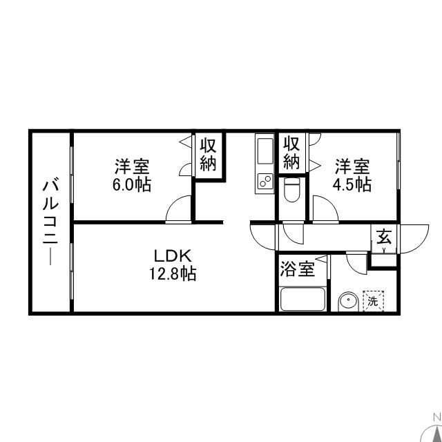 リリーガーデン(2LDK/3階)の間取り写真