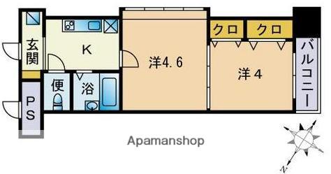 アリビオ天神南(2K/10階)の間取り写真