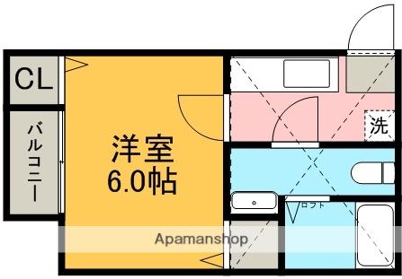 コンフォートベネフィス大橋3(1K/2階)の間取り写真