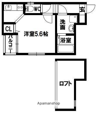 コンフォートベネフィス箱崎Ⅴ(ワンルーム/2階)の間取り写真