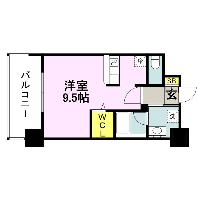 エンクレスト博多PREMIER(1K/9階)の間取り写真