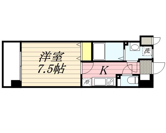 エンクレスト天神東Ⅲ(1K/4階)の間取り写真