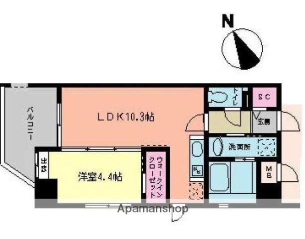 アーバンコート赤坂(1LDK/4階)の間取り写真