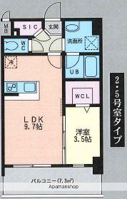 ルッシェ天神東(1LDK/6階)の間取り写真