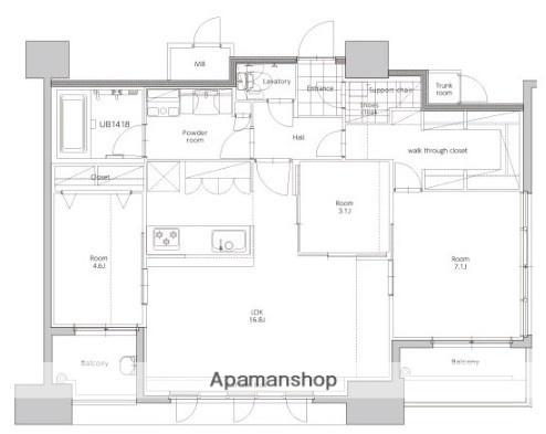エンクレスト博多スタイル(3LDK/13階)の間取り写真