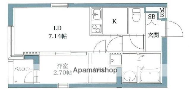 サニークレスト西新(1LDK/3階)の間取り写真