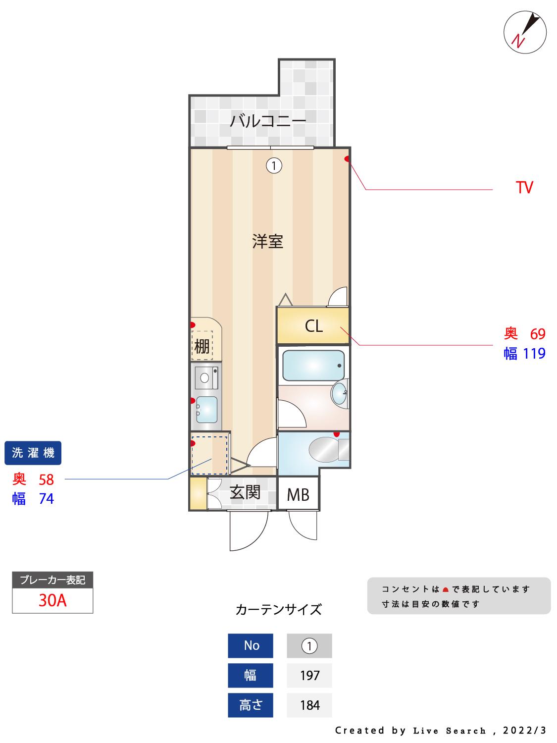 フォーラム日赤通前(ワンルーム/3階)の間取り写真