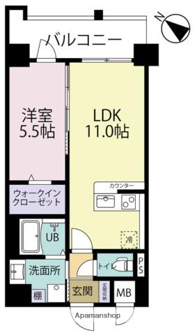 エルグランド吉塚(1LDK/9階)の間取り写真