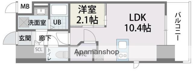 ラクラス博多Ⅱ(1LDK/13階)の間取り写真