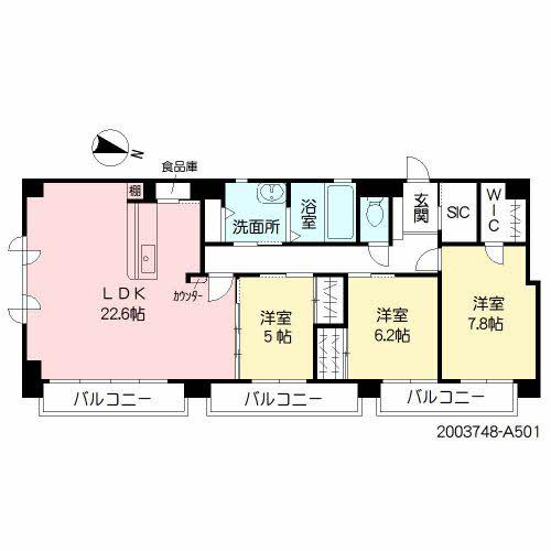 E・MAISON NISHIJIN(3LDK/5階)の間取り写真