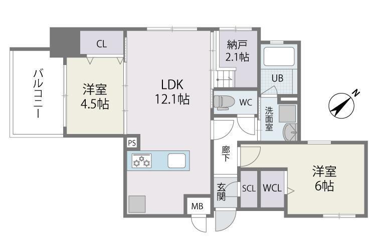 MODERN ASPIRATION 平尾駅前(2LDK/10階)の間取り写真