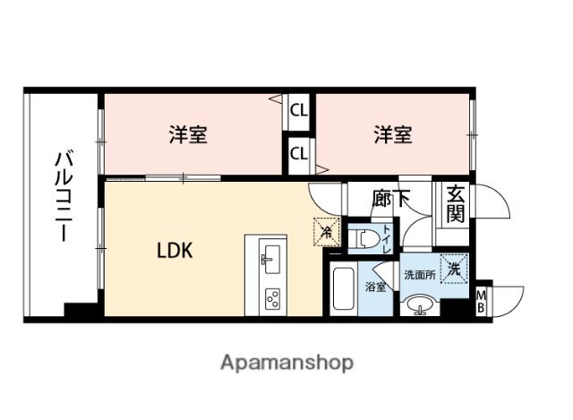 MODERN PALAZZO 県庁口(2LDK/7階)の間取り写真