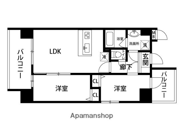 MODERN PALAZZO 県庁口(2LDK/5階)の間取り写真
