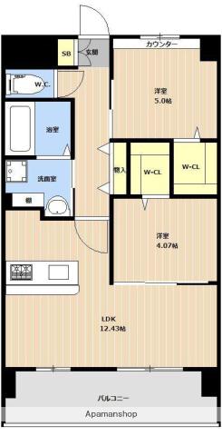 LIBTH高宮東(2LDK/3階)の間取り写真