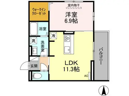 D-ROOM五十川(1LDK/3階)の間取り写真