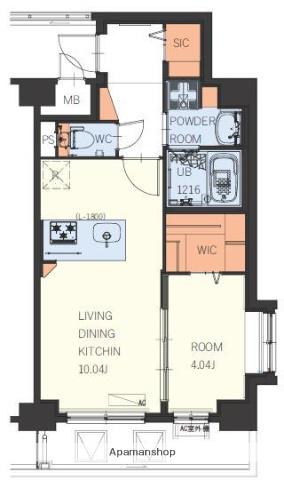 ギャラクシー博多駅北(1LDK/3階)の間取り写真