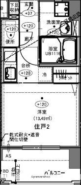 メイクス博多石城(ワンルーム/12階)の間取り写真