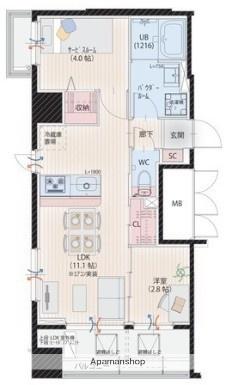 シンセラティ薬院(1SLDK/8階)の間取り写真