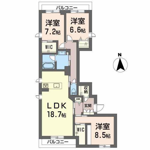 BEREO KEGO(3LDK/2階)の間取り写真