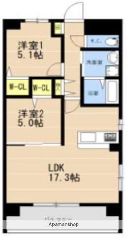 友丘2丁目174(2LDK/7階)の間取り写真