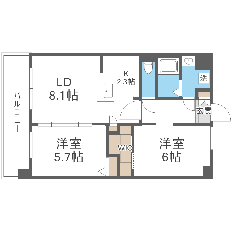 S-RESIDENCE博多駅南AFFORD(2LDK/3階)の間取り写真